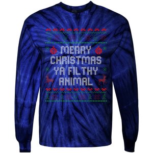 Merry Christmas Animal Filthy Ya Xmas Family Pajama Tie-Dye Long Sleeve Shirt