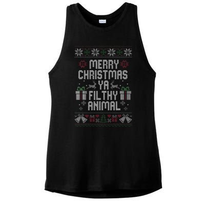 Merry Christmas Animal Filthy Ya Xmas Pajama Ladies PosiCharge Tri-Blend Wicking Tank