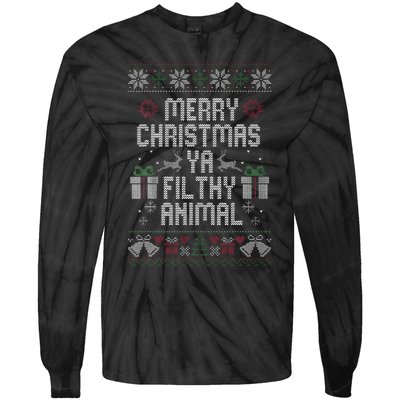 Merry Christmas Animal Filthy Ya Xmas Pajama Tie-Dye Long Sleeve Shirt