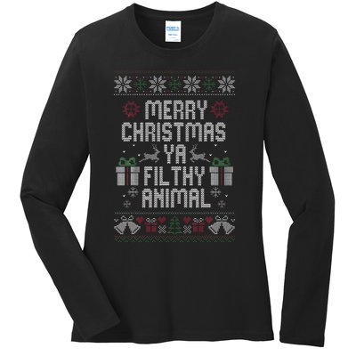 Merry Christmas Animal Filthy Ya Xmas Pajama Ladies Long Sleeve Shirt