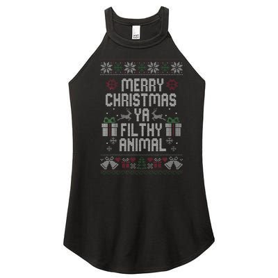 Merry Christmas Animal Filthy Ya Xmas Pajama Women's Perfect Tri Rocker Tank