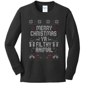 Merry Christmas Animal Filthy Ya Xmas Pajama Kids Long Sleeve Shirt