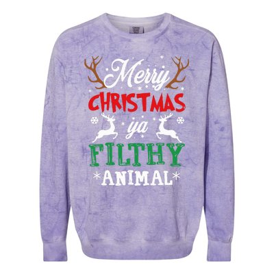 Merry Christmas Animal Filthy Ya Xmas Pajama Colorblast Crewneck Sweatshirt