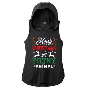 Merry Christmas Animal Filthy Ya Xmas Pajama Ladies PosiCharge Tri-Blend Wicking Draft Hoodie Tank