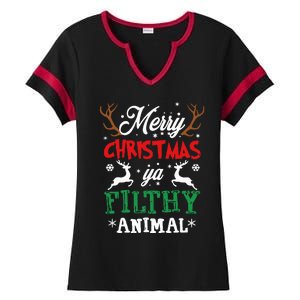 Merry Christmas Animal Filthy Ya Xmas Pajama Ladies Halftime Notch Neck Tee