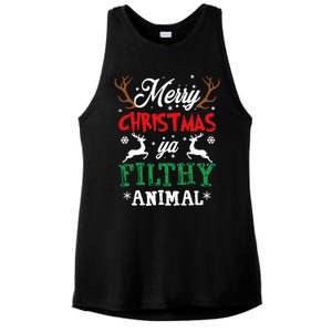 Merry Christmas Animal Filthy Ya Xmas Pajama Ladies PosiCharge Tri-Blend Wicking Tank