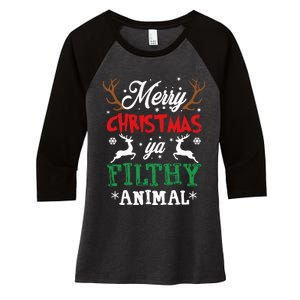 Merry Christmas Animal Filthy Ya Xmas Pajama Women's Tri-Blend 3/4-Sleeve Raglan Shirt