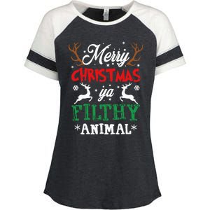 Merry Christmas Animal Filthy Ya Xmas Pajama Enza Ladies Jersey Colorblock Tee