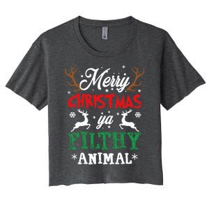 Merry Christmas Animal Filthy Ya Xmas Pajama Women's Crop Top Tee