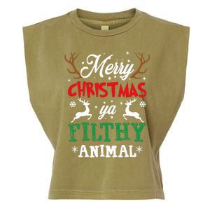 Merry Christmas Animal Filthy Ya Xmas Pajama Garment-Dyed Women's Muscle Tee