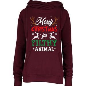 Merry Christmas Animal Filthy Ya Xmas Pajama Womens Funnel Neck Pullover Hood