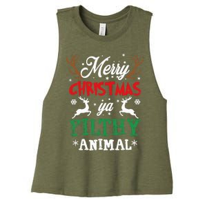 Merry Christmas Animal Filthy Ya Xmas Pajama Women's Racerback Cropped Tank