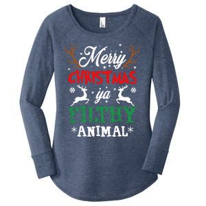 Merry Christmas Animal Filthy Ya Xmas Pajama Women's Perfect Tri Tunic Long Sleeve Shirt