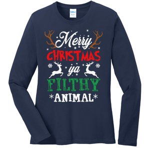 Merry Christmas Animal Filthy Ya Xmas Pajama Ladies Long Sleeve Shirt