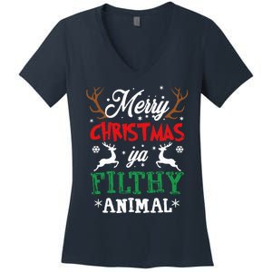 Merry Christmas Animal Filthy Ya Xmas Pajama Women's V-Neck T-Shirt