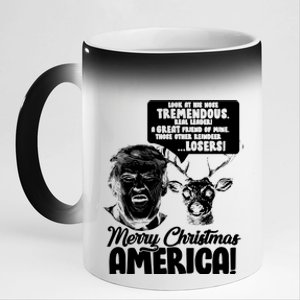 Merry Christmas America Trump Reindeer 11oz Black Color Changing Mug