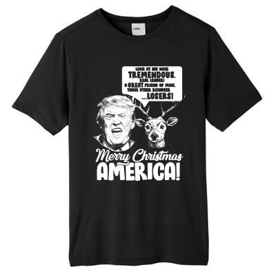 Merry Christmas America Trump Reindeer Tall Fusion ChromaSoft Performance T-Shirt