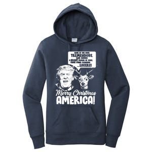 Merry Christmas America Trump Reindeer Women's Pullover Hoodie