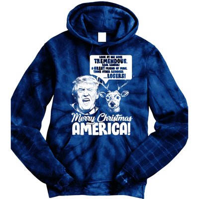 Merry Christmas America Trump Reindeer Tie Dye Hoodie