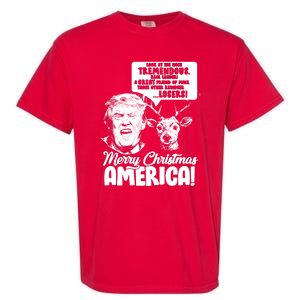 Merry Christmas America Trump Reindeer Garment-Dyed Heavyweight T-Shirt