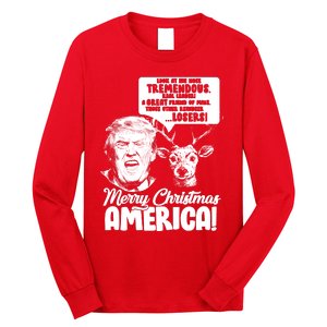 Merry Christmas America Trump Reindeer Long Sleeve Shirt