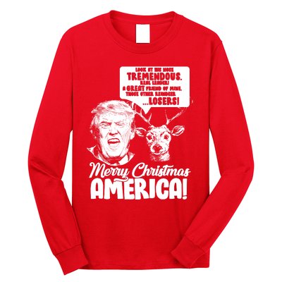 Merry Christmas America Trump Reindeer Long Sleeve Shirt