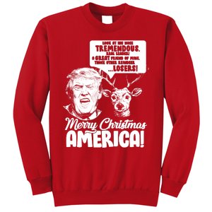 Merry Christmas America Trump Reindeer Sweatshirt