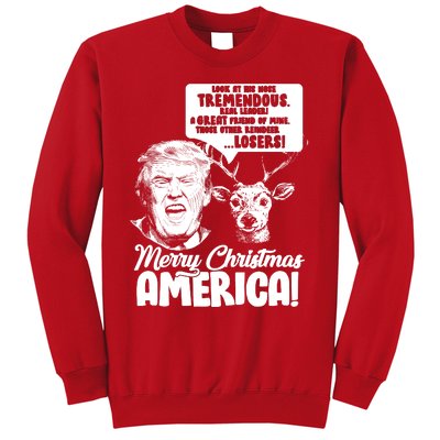 Merry Christmas America Trump Reindeer Sweatshirt