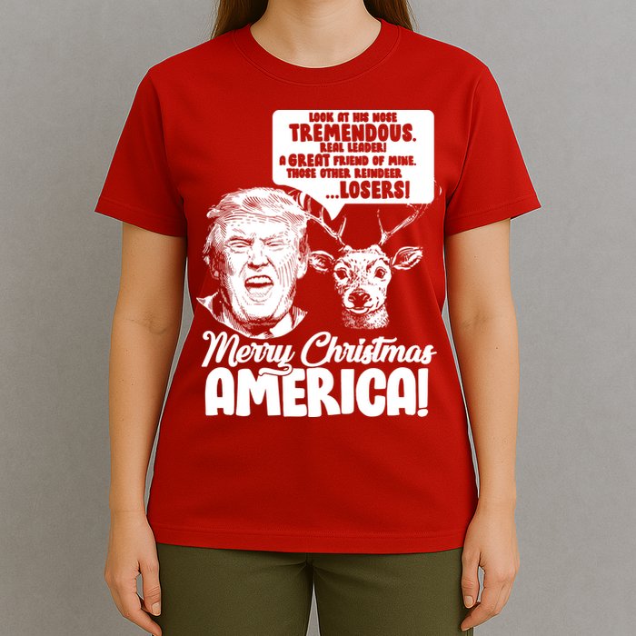 Merry Christmas America Trump Reindeer T-Shirt