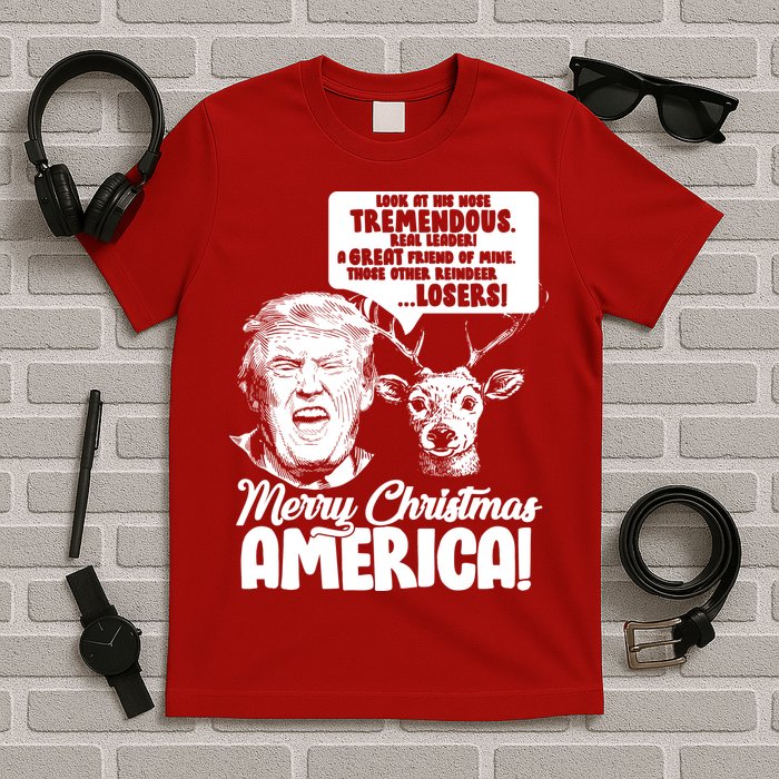 Merry Christmas America Trump Reindeer T-Shirt