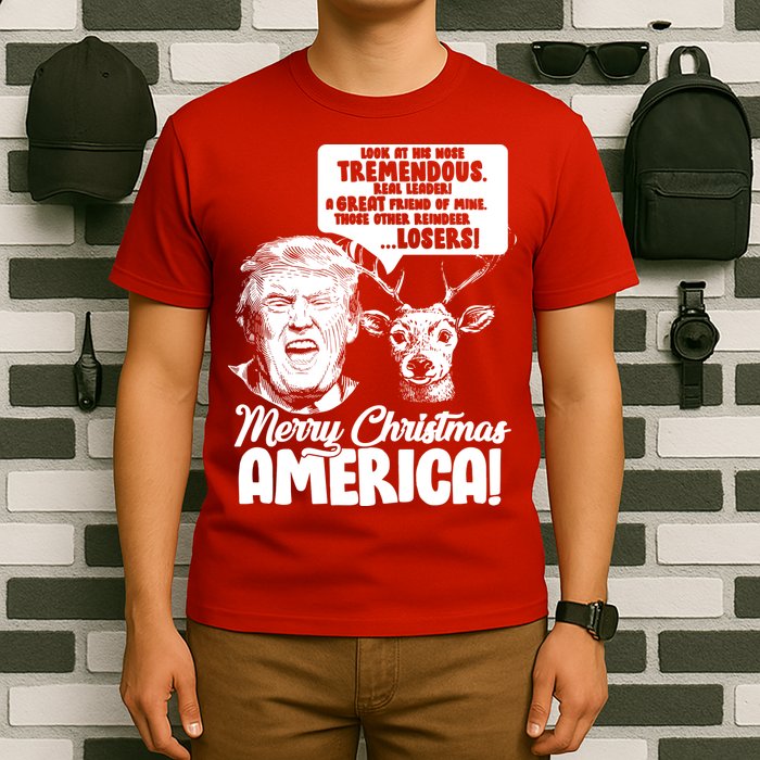 Merry Christmas America Trump Reindeer T-Shirt