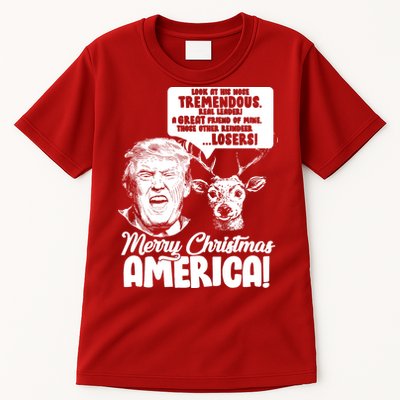 Merry Christmas America Trump Reindeer Tall T-Shirt