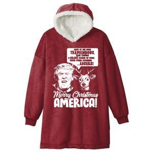 Merry Christmas America Trump Reindeer Hooded Wearable Blanket