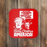 Merry Christmas America Trump Reindeer Coaster