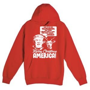 Merry Christmas America Trump Reindeer Premium Pullover Hoodie