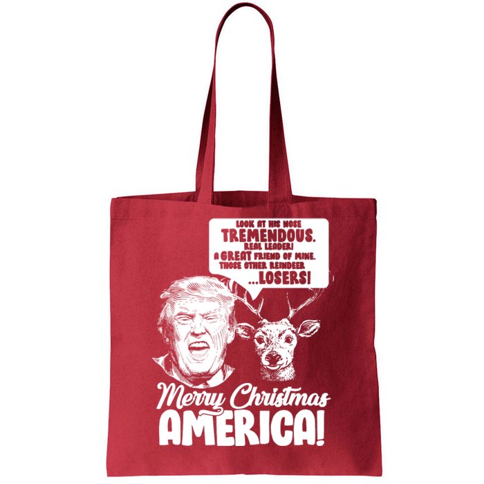 Merry Christmas America Trump Reindeer Tote Bag