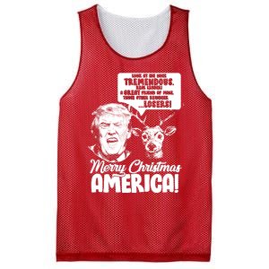 Merry Christmas America Trump Reindeer Mesh Reversible Basketball Jersey Tank