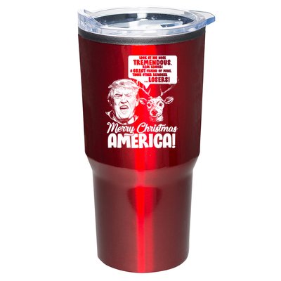 Merry Christmas America Trump Reindeer Tumbler