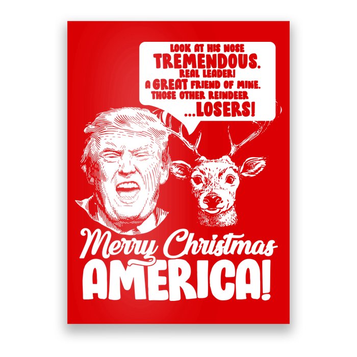 Merry Christmas America Trump Reindeer Poster