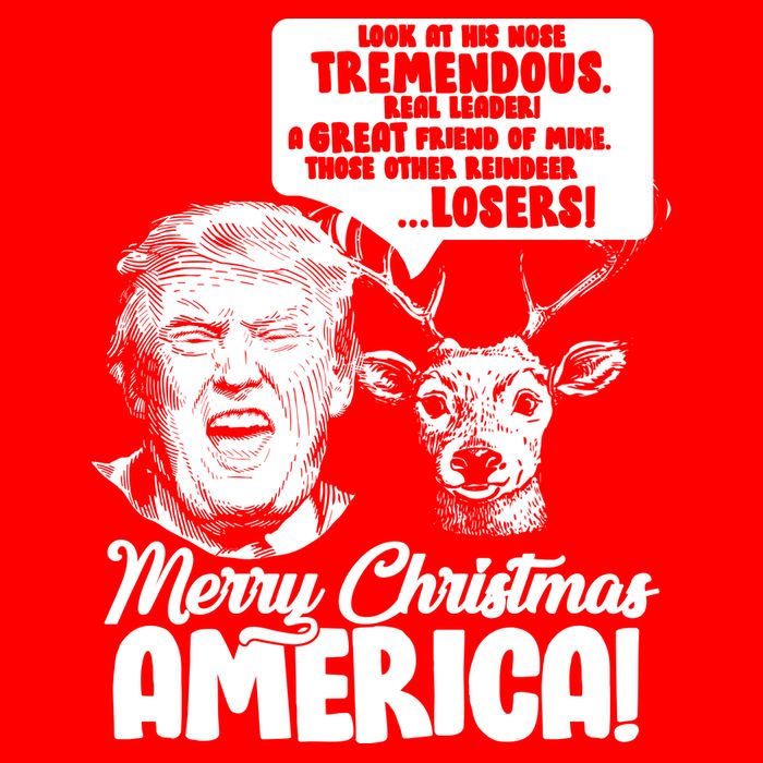 Merry Christmas America Trump Reindeer Poster