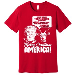 Merry Christmas America Trump Reindeer Premium T-Shirt