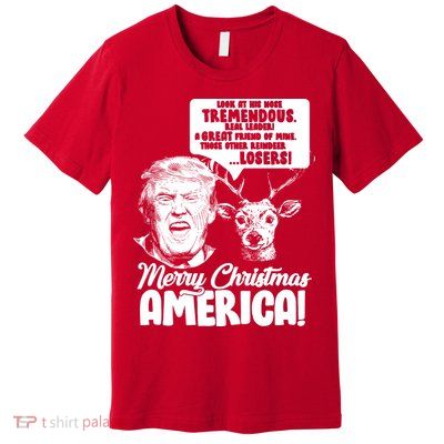 Merry Christmas America Trump Reindeer Premium T-Shirt