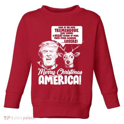 Merry Christmas America Trump Reindeer Toddler Sweatshirt