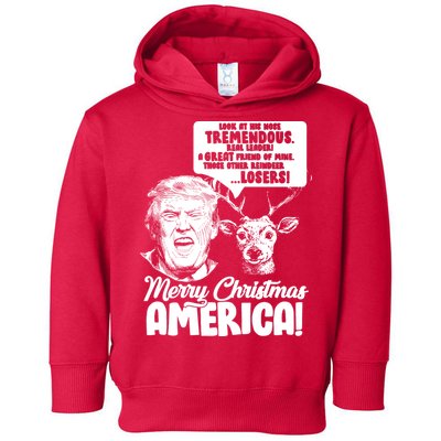 Merry Christmas America Trump Reindeer Toddler Hoodie