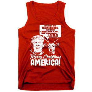 Merry Christmas America Trump Reindeer Tank Top