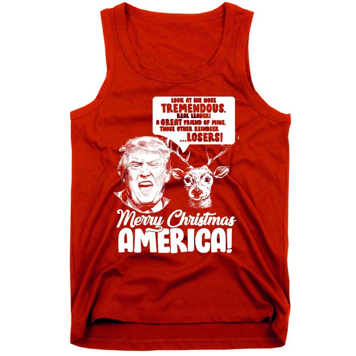 Merry Christmas America Trump Reindeer Tank Top