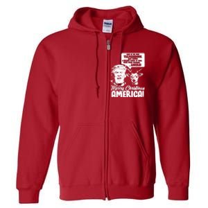 Merry Christmas America Trump Reindeer Full Zip Hoodie