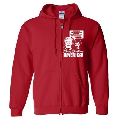 Merry Christmas America Trump Reindeer Full Zip Hoodie