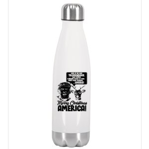 Merry Christmas America Trump Reindeer Stainless Steel Insulated Water Bottle