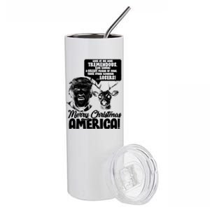 Merry Christmas America Trump Reindeer Stainless Steel Tumbler